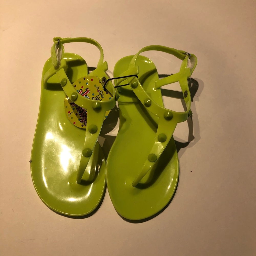 📦big girls size 1/2 jelly flip flop green neon - Picture 2 of 3